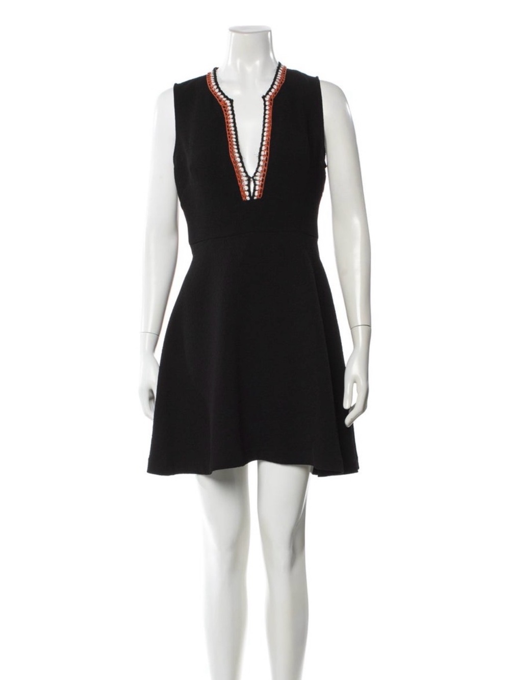 Sandro Black Sleeveless V-Neck Dress with Contrast Trim